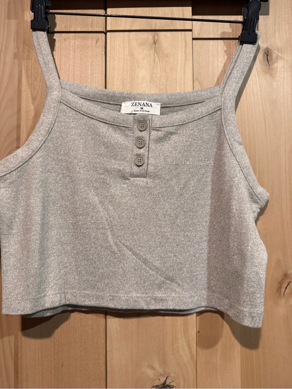 Zenana Outfitters Cropped button Tank Top